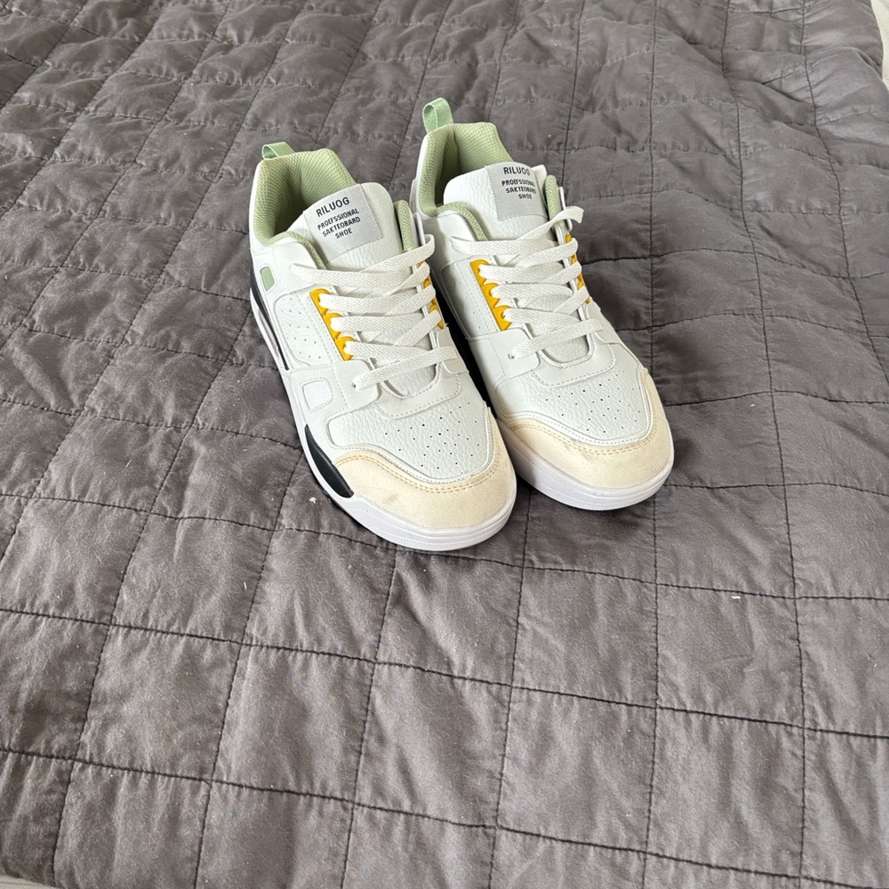 Kids White and Green Sneakers
